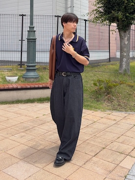 「U.S. POLO ASSN.（ユーエスポロアッスン）の半袖ポロシャツ（ポロシャツ、ブルー系）」を使った、swokpalさん（メンズ・172cm）の夏コーディネート