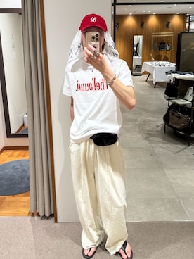 「URBAN RESEARCH（アーバンリサーチ）のTHE FOUND.　FLITER TIP SHORT-SLEEVE T-SHIRTS（Tシャツ/カットソー、ホワイト系）」を使った、髙鍋サワさん（メンズ・178cm）の夏コーディネート