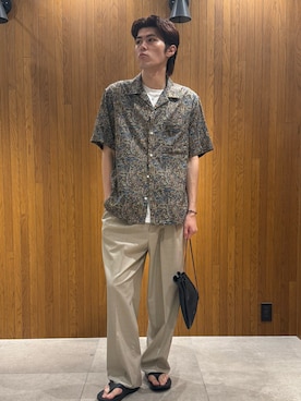「URBAN RESEARCH（アーバンリサーチ）のLONGCHAMP OPEN COLLAR SHIRTS（シャツ/ブラウス、ブルー系）」を使った、髙鍋サワさん（メンズ・178cm）の夏コーディネート