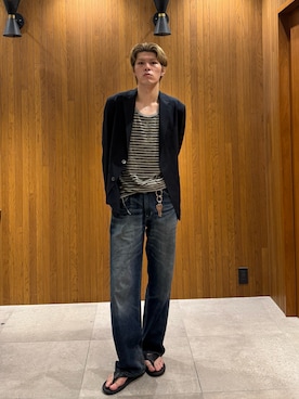 「URBAN RESEARCH（アーバンリサーチ）のISLAND SLIPPER　202EVA（サンダル、ブラック系）」を使った、髙鍋サワさん（メンズ・178cm）の夏コーディネート