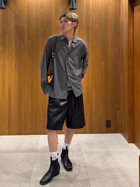 「URBAN RESEARCH（アーバンリサーチ）のnew basic　BUFFALOCALF GURKHA SHORTS（その他パンツ、ブラック系）」を使った、髙鍋サワさん（メンズ・178cm）の夏コーディネート