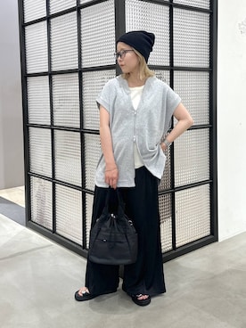 「LEPSIM（レプシィム）のカジュアルZIPベストチュニック　1054972（ベスト、グレー系）」を使った、aya.さん（148cm）の夏コーディネート