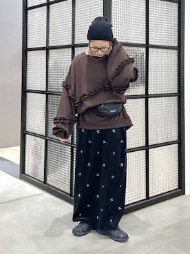 「LEPSIM（レプシィム）のマシュマロベロア刺繍スカート　1047003（スカート、ブラック系）」を使った、aya.さん（148cm）の秋コーディネート