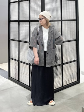 「LEPSIM（レプシィム）のスムースベーシックT2　639421（Tシャツ/カットソー、ホワイト系）」を使った、aya.さん（148cm）の春コーディネート