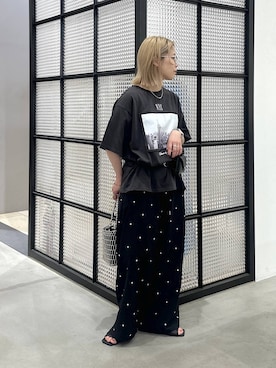 「LEPSIM（レプシィム）のビーズミニショルダー　646448（ショルダーバッグ、シルバー系）」を使った、aya.さん（148cm）の夏コーディネート