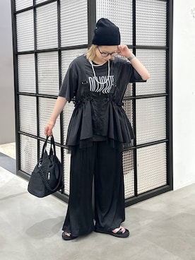 「LEPSIM（レプシィム）のカラーロゴTEE　1049028（Tシャツ/カットソー、グレー系）」を使った、aya.さん（148cm）の夏コーディネート