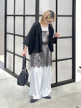 「LEPSIM（レプシィム）のカットイージーワイドパンツ　499173（その他パンツ、グレー系）」を使った、aya.さん（148cm）の春コーディネート