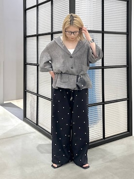 「LEPSIM（レプシィム）のドット刺繍パンツ　646561（その他パンツ、ブラック系）」を使った、aya.さん（148cm）の夏コーディネート
