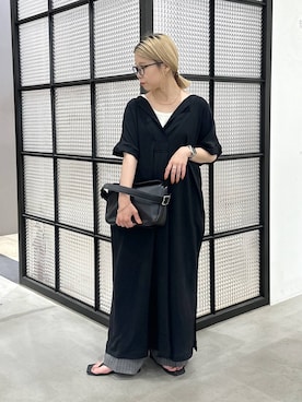 「LEPSIM（レプシィム）のダブルフラップバッグ　645550（ショルダーバッグ、ブラック系）」を使った、aya.さん（148cm）の夏コーディネート