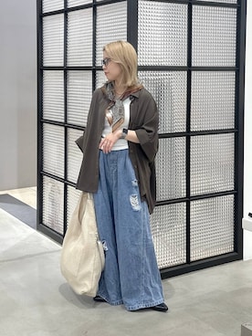 「LEPSIM（レプシィム）のイージーデニムパンツ　630150（デニムパンツ、ブルー系）」を使った、aya.さん（148cm）の春コーディネート