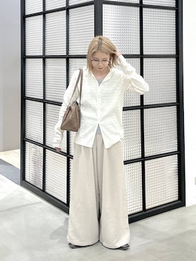 「LEPSIM（レプシィム）のロングハンドルボストン　579910（ボストンバッグ、ブラウン系）」を使った、aya.さん（148cm）の春コーディネート