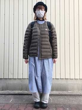 「インナーダウン」｜「アイテム（ブルゾン）」を使った、こずえ さん（レディース・156cm）の冬コーディネート