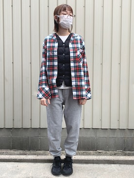 「パジャマ」｜「アイテム（ジャケット/アウター）」を使った、こずえ さん（レディース・156cm）の秋コーディネート