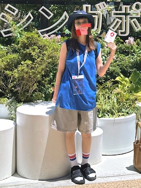 「アイテム（レッグウェア）」を使った、こずえ さん（レディース・156cm）の夏コーディネート