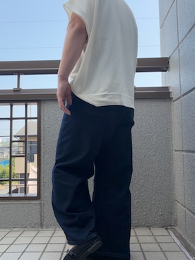 「DISCOAT（ディスコート）の【Noka/UVカット/抗ピリング】ドルマン半袖プルオーバー（Tシャツ/カットソー、ホワイト系）」を使った、3児ママのリアルコーデさん（レディース・150cm）の夏コーディネート