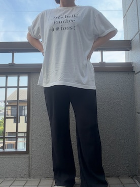 「しまむら（シマムラ）のアイテム（Tシャツ/カットソー、ホワイト系）」を使った、3児ママのリアルコーデさん（レディース・150cm）の夏コーディネート