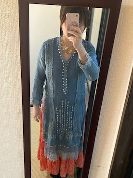 「no brand（ノーブランド）のアイテム（ワンピース/ドレス）」を使った、りりあさん（レディース・162cm）の春コーディネート