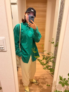 「BEAMS（ビームス）のアイテム（帽子）」を使った、〆さばしすたーさん（レディース・162cm）の夏コーディネート