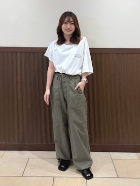 「Ungrid（アングリッド）のアイテム（Tシャツ/カットソー）」を使った、須藤真由さん（レディース・156cm）の夏コーディネート