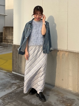 「Ungrid（アングリッド）のアイテム（ジャケット/アウター）」を使った、須藤真由さん（レディース・156cm）の春コーディネート