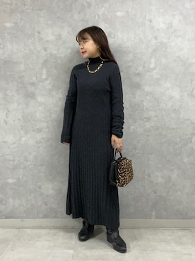 「Rouge vif（ルージュヴィフ）のアイテム（アクセサリー）」を使った、Rihoさん（レディース・158cm）の冬コーディネート