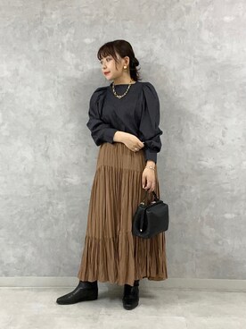 「Rouge vif（ルージュヴィフ）のアイテム（アクセサリー）」を使った、Rihoさん（レディース・158cm）の秋コーディネート