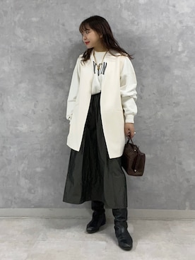 「Rougevif」｜「アイテム（スウェット）」を使った、Rihoさん（レディース・158cm）の冬コーディネート