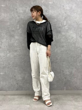 「Rouge vif（ルージュヴィフ）のアイテム（アクセサリー）」を使った、Rihoさん（レディース・158cm）の春コーディネート