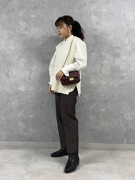 「ドットパンツ」｜Rihoさん（レディース・158cm）の秋コーディネート