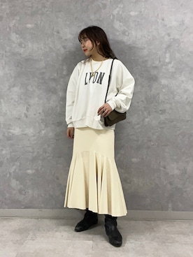 「Rougevif」｜「アイテム（スウェット）」を使った、Rihoさん（レディース・158cm）の冬コーディネート