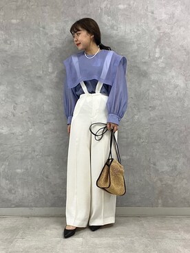「Rouge vif（ルージュヴィフ）のアイテム（アクセサリー）」を使った、Rihoさん（レディース・158cm）の春コーディネート