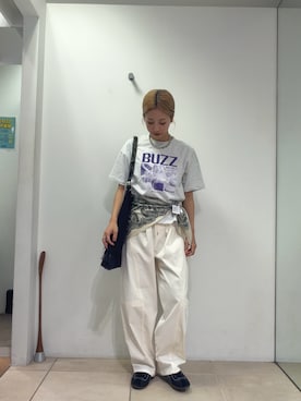 「Disney（ディズニー）のアイテム（Tシャツ/カットソー）」を使った、さくらさん（レディース・154cm）の夏コーディネート