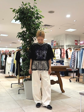 「Disney（ディズニー）のアイテム（Tシャツ/カットソー）」を使った、さくらさん（レディース・154cm）の夏コーディネート