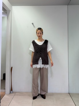 「アイテム（ベスト）」を使った、さくらさん（レディース・154cm）の秋コーディネート