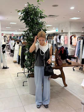 「CIAOPANIC TYPY（チャオパニックティピー）の【販売枚数13万枚突破!!】＜抗菌防臭＞2WAY配色タンクトップ（タンクトップ、ホワイト系）」を使った、sakura154typさん（レディース・154cm）の夏コーディネート
