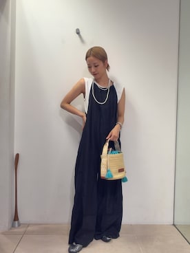 「CIAOPANIC TYPY（チャオパニックティピー）の【販売枚数13万枚突破!!】＜抗菌防臭＞2WAY配色タンクトップ（タンクトップ、ホワイト系）」を使った、sakura154typさん（レディース・154cm）の夏コーディネート