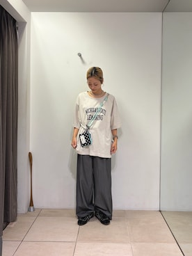 「CIAOPANIC TYPY（チャオパニックティピー）の:【TYNNE.】キルティングフラグメントポーチ（ポーチ、ブラック系）」を使った、さくらさん（レディース・154cm）の夏コーディネート