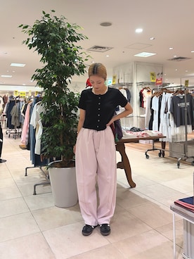 「バレルパンツ」｜さくらさん（レディース・154cm）の夏コーディネート