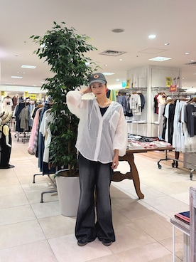 「CIAOPANIC TYPY（チャオパニックティピー）のアイテム（キャップ）」を使った、さくらさん（レディース・154cm）の夏コーディネート
