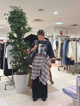 「CIAOPANIC TYPY（チャオパニックティピー）の【ユニセックス】【プラスサイズあり】スラブフォトTee（Tシャツ/カットソー、ブルー系）」を使った、sakura154typさん（レディース・154cm）の春コーディネート