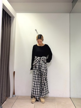 「アイテム（オールインワン・サロペット、ホワイト系）」を使った、さくらさん（レディース・154cm）の秋コーディネート