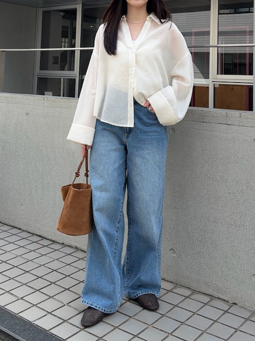 サイドラインストレートデニムパンツ