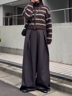 「ボーダーニット」｜rinaさん（レディース・160cm）の秋コーディネート