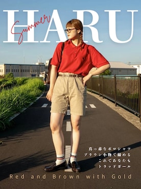 「CHAPS（チャップス）のアイテム（トップス）」を使った、今井晴さん（レディース・178cm）の夏コーディネート