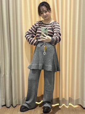 「LOWRYS FARM（ローリーズファーム）のコードマウンテンスニーカー　1054596（スニーカー、ブラウン系）」を使った、risa1722さん（レディース）の秋コーディネート