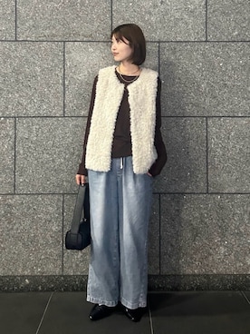 「DouDou（ドゥドゥ）のアイテム（パンツ）」を使った、azukiさん（レディース・168cm）の秋コーディネート