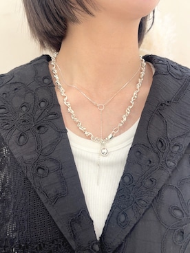 「Soierie（ソワリー）のフィグ ネックレス (2Set) / Figue necklace (2Set)（ネックレス、シルバー系）」を使った、Soierie_STAFFさん（レディース・155cm）の夏コーディネート
