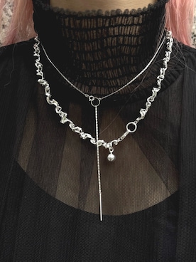 「Soierie（ソワリー）のフィグ ネックレス (2Set) / Figue necklace (2Set)（ネックレス、シルバー系）」を使った、Soierie_STAFFさん（レディース・155cm）の夏コーディネート