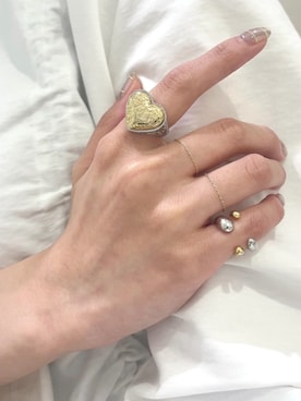 「Soierie（ソワリー）のハート バーベル リング /  Heart barbell ring（リング、シルバー系）」を使った、Soierie_STAFFさん（レディース・155cm）の夏コーディネート