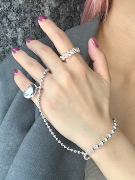 「Soierie（ソワリー）のポム チェーン シンプル リング / Pome chain simple ring（リング、シルバー系）」を使った、Soierie_STAFFさん（レディース・155cm）の夏コーディネート